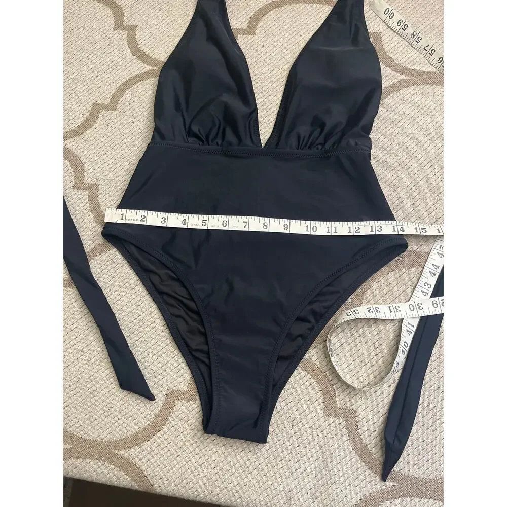 Cupshe One Piece Swimsuit Sexy Deep V Neck Wrap Tie Cross Back, Size XS, NWT